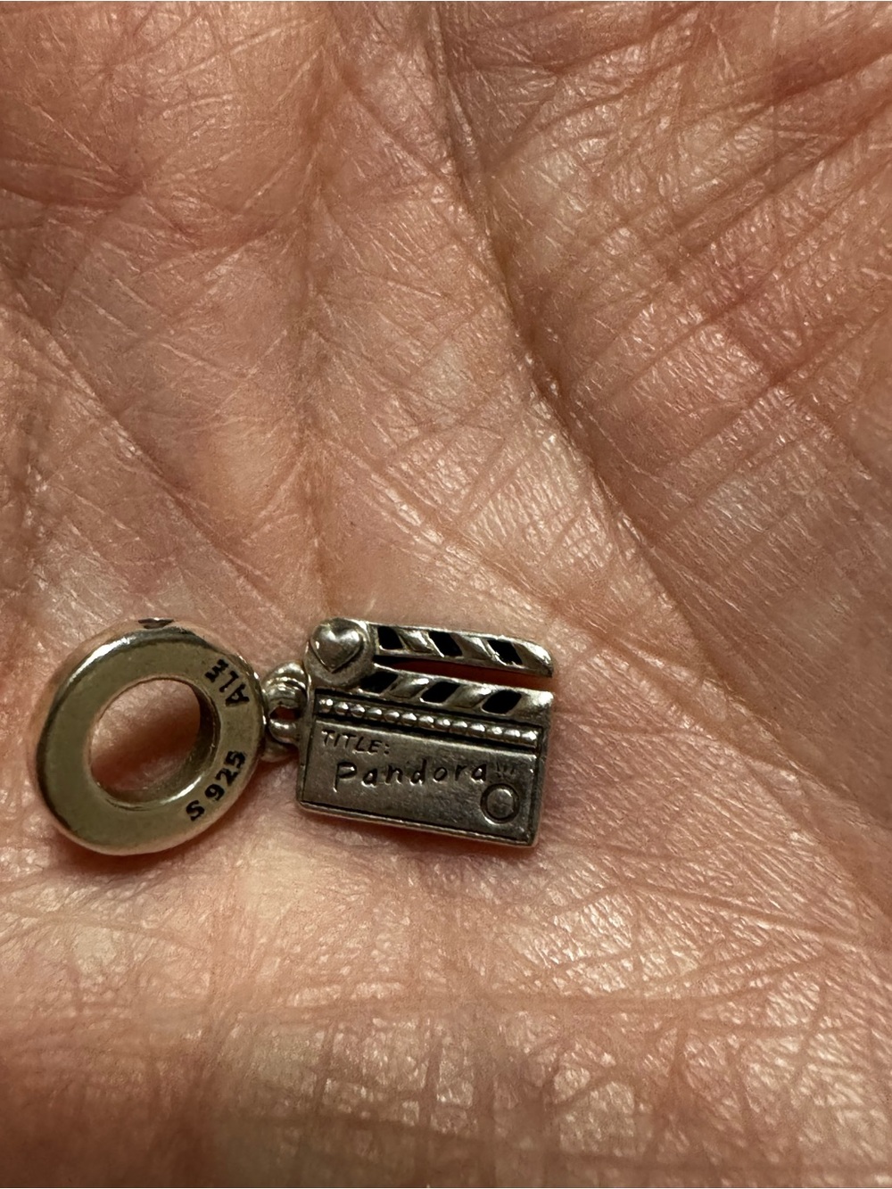 Pandora Silver Movie Clapperboard Charm with Black Detail